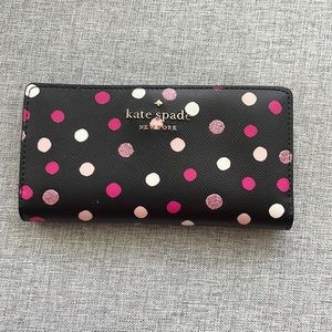 Kate spade wallet and white sparkly polka dots